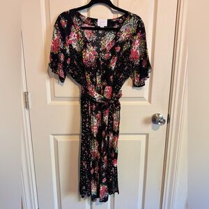 Black Floral Print Seraphine Maternity/Nursing Dress